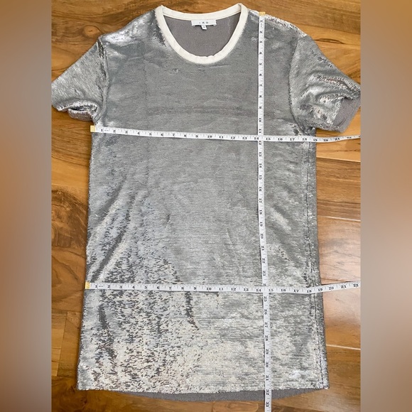 IRO Silver Sequin Mini Dress Shift Disco Party Sparkle Cocktail NYE Holiday S - Picture 11 of 12